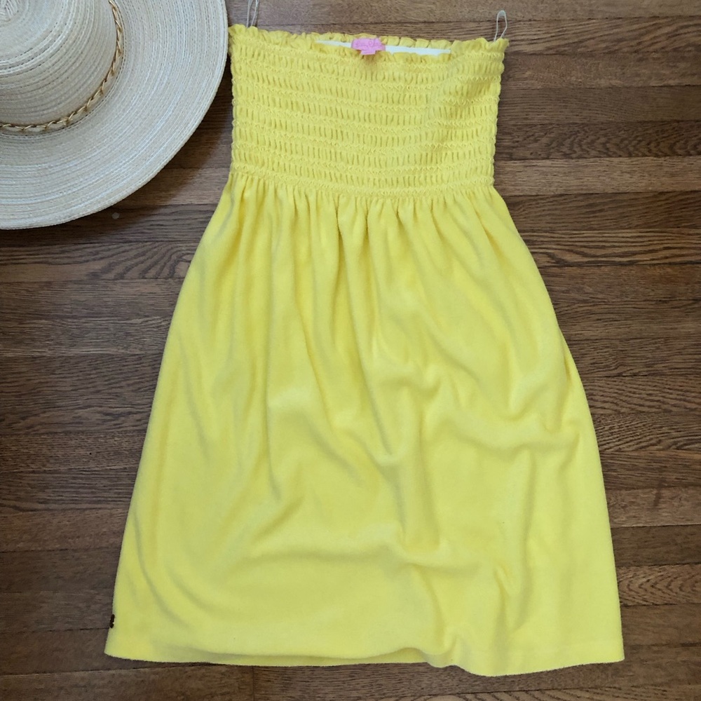 RARE Lilly Pulitzer yellow terry tube top dress womens small coverup